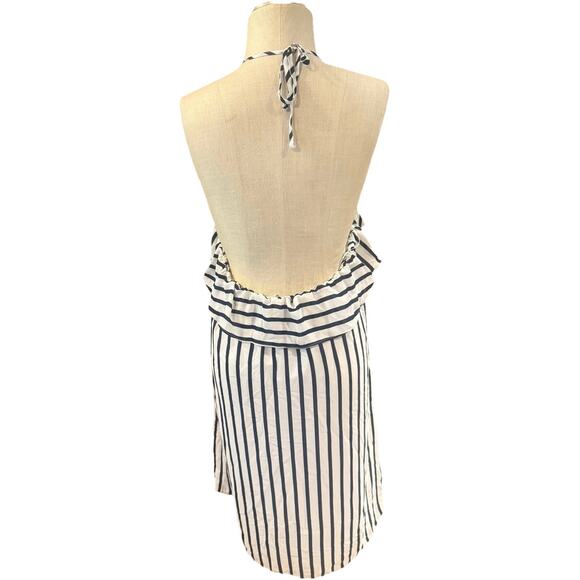 J. Crew Shift Dress Womens Size XL Navy White Striped Halter Ruffle Backless - Picture 3 of 5